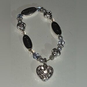 Elegant Silver and Blue Heart Charm Bracelet